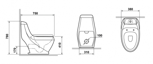 Унитаз моноблок Laguraty 2160AC (2160A-1) с функцией биде