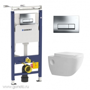 Подвесной унитаз Laguraty и Geberit duofix 458.124.21.1 3 в 1 с кнопкой смыва 83210AW